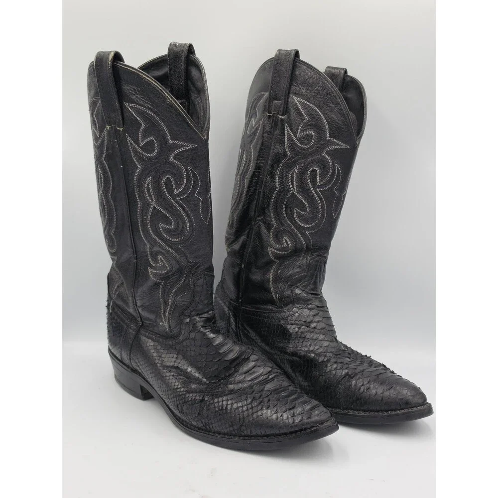 Dan Post Snake Skin Python Western Boots Cowboy Black Men’s Size 9.5 D